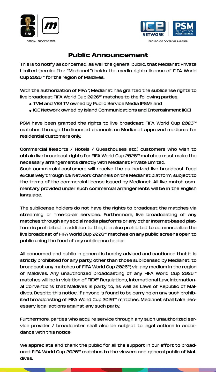 FIFA Public Announcement